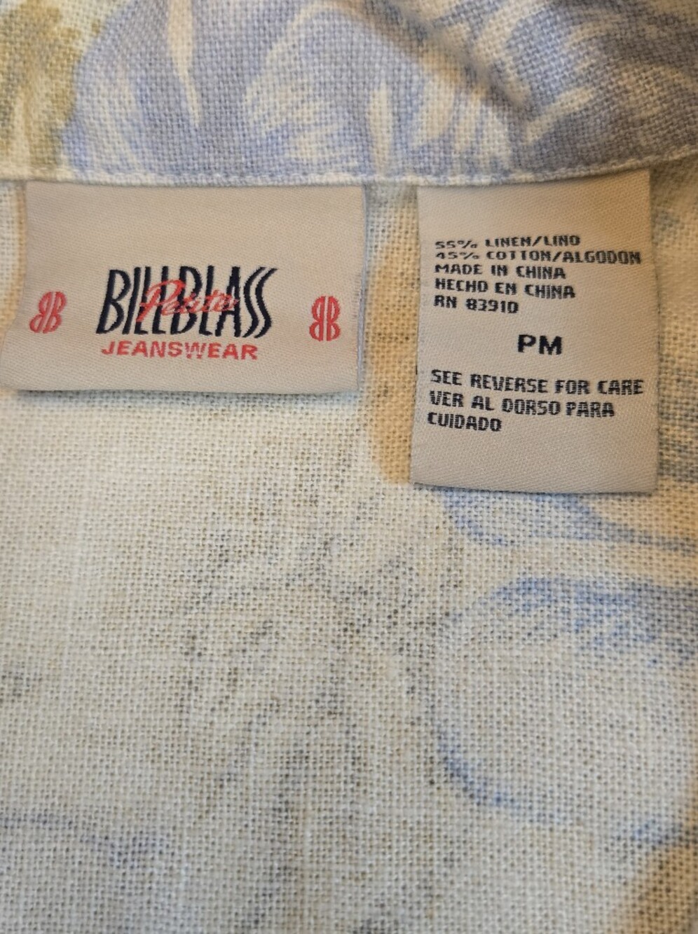 Vintage Bill Blass Floral Button-Front Linen/Cotton Jacket in Light Blue & Cream - Picture 5 of 13